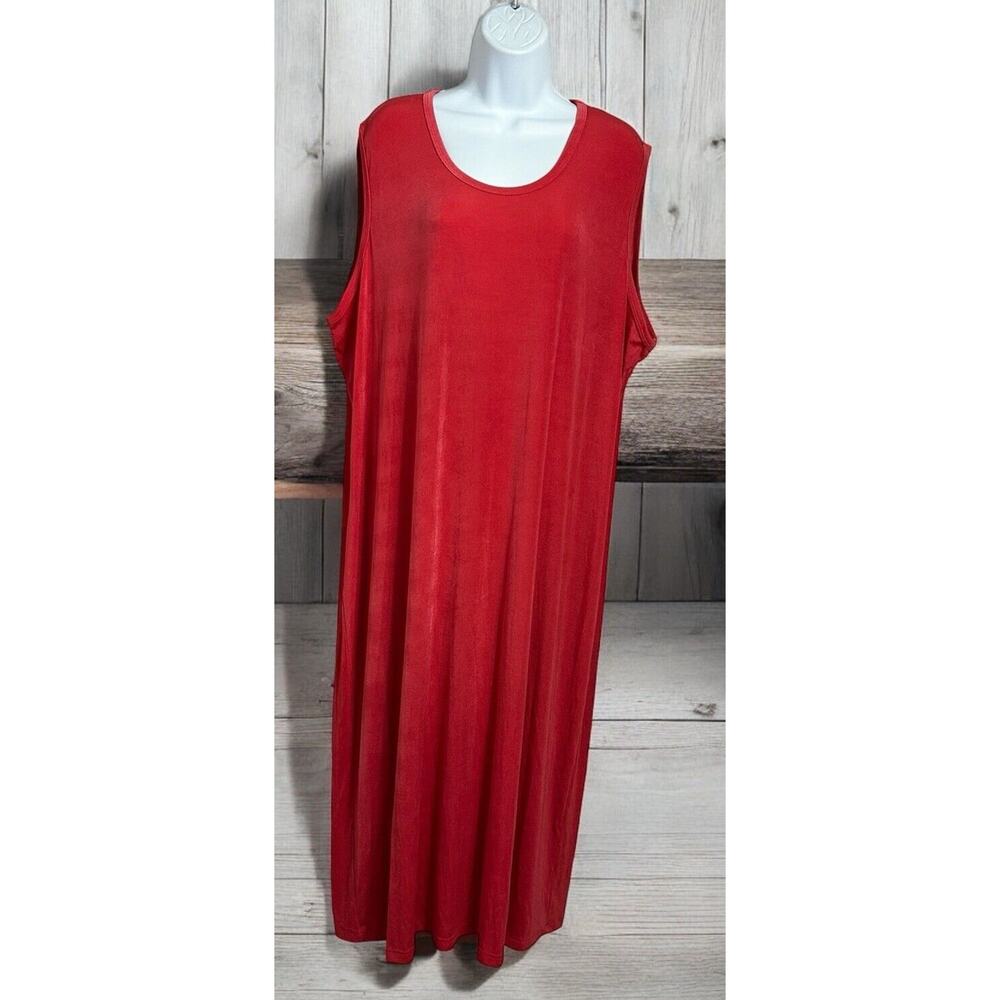 Vintage Carolyn Strauss Collection Coral Maxi Dress Sz 3X Sleeveless Shimmery